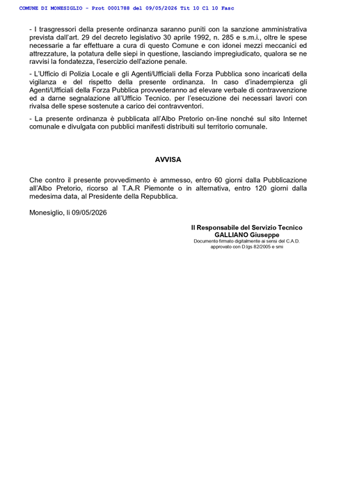 Manutenzione del verde privato e sicurezza stradale: nuova ordinanza comunale